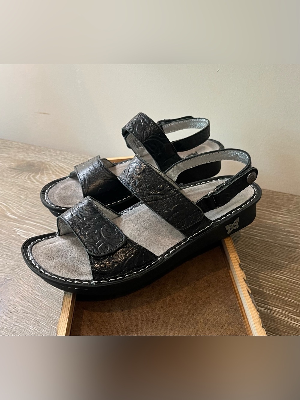 Alegria Z1071* Verona Leather Sandals Black Women Size 37 EUR